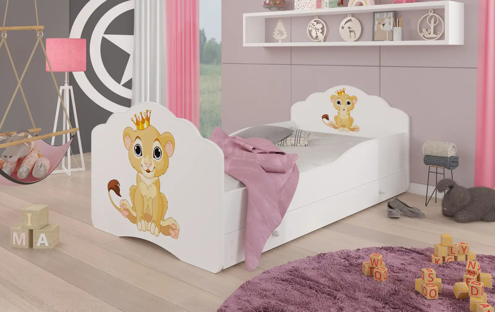 Łóżko z materacem i szufladą CASIMO LION 140x70