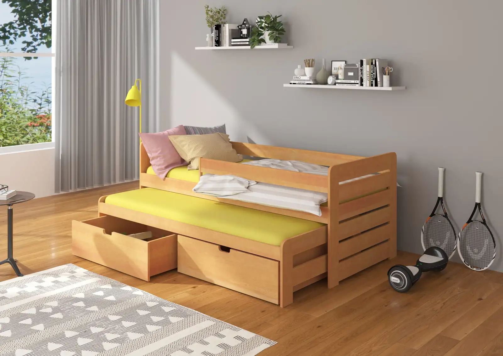 Łóżko podwójne z barierką TOMI 200x90