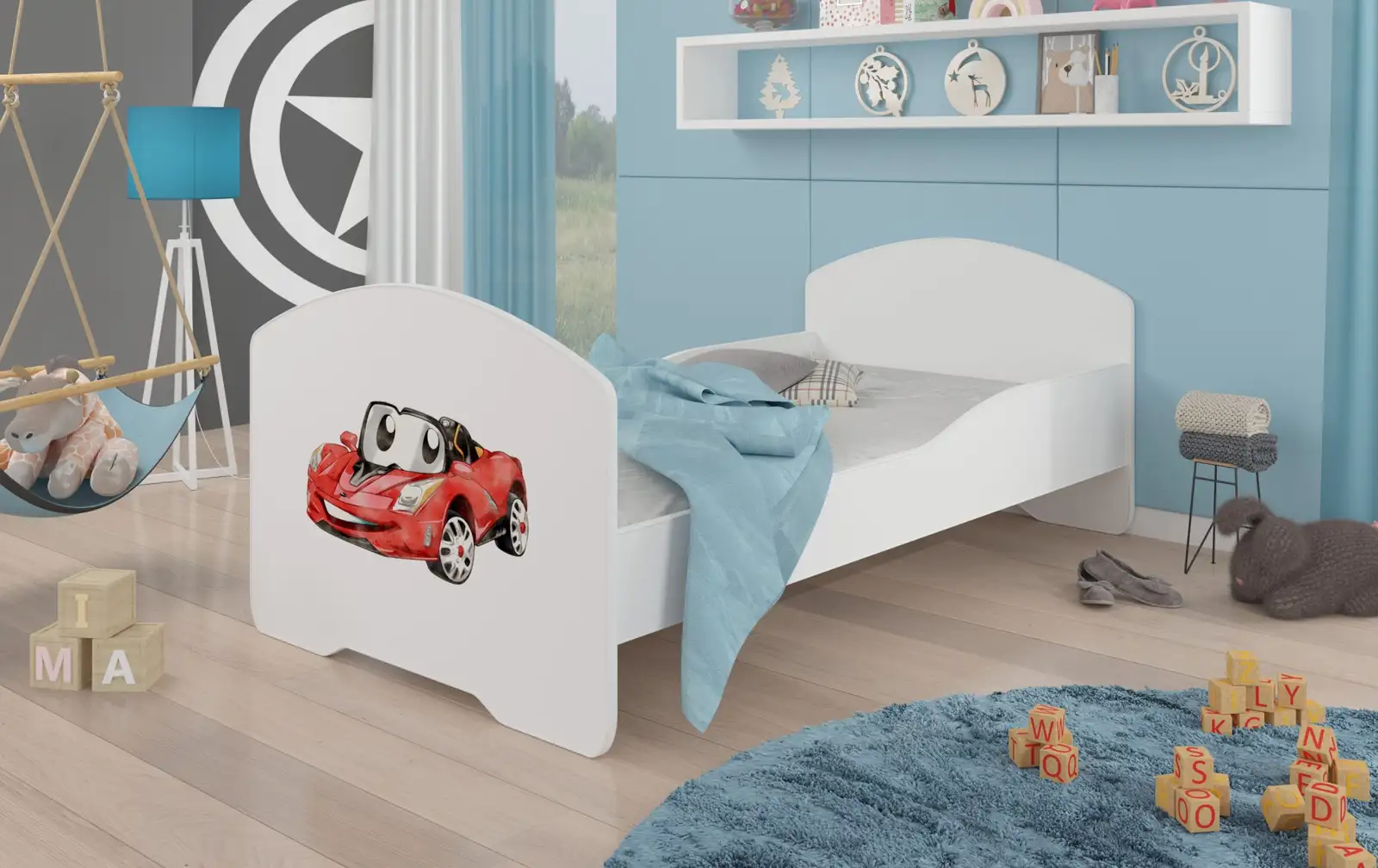 Łózko z materacem PEPE RED CAR 140x70