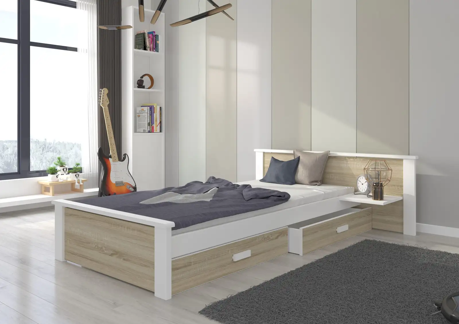 Łóżko z materacem ALDEX SHELF 200x90