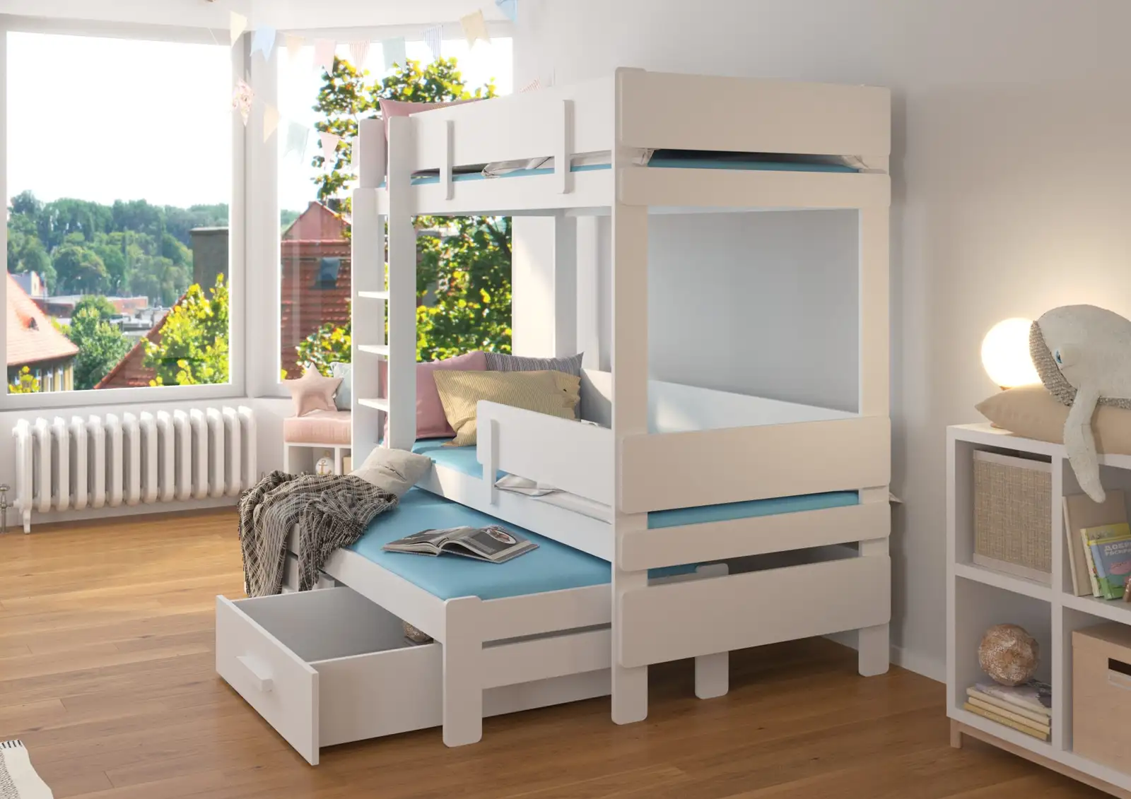 Łóżko piętrowe trzyosobowe z materacami ETAPO 180x80 — 4