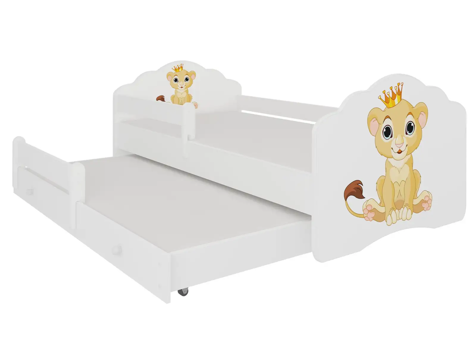 Łóżko podwójne z barierką i materacami CASIMO II LION 160x80 — 2
