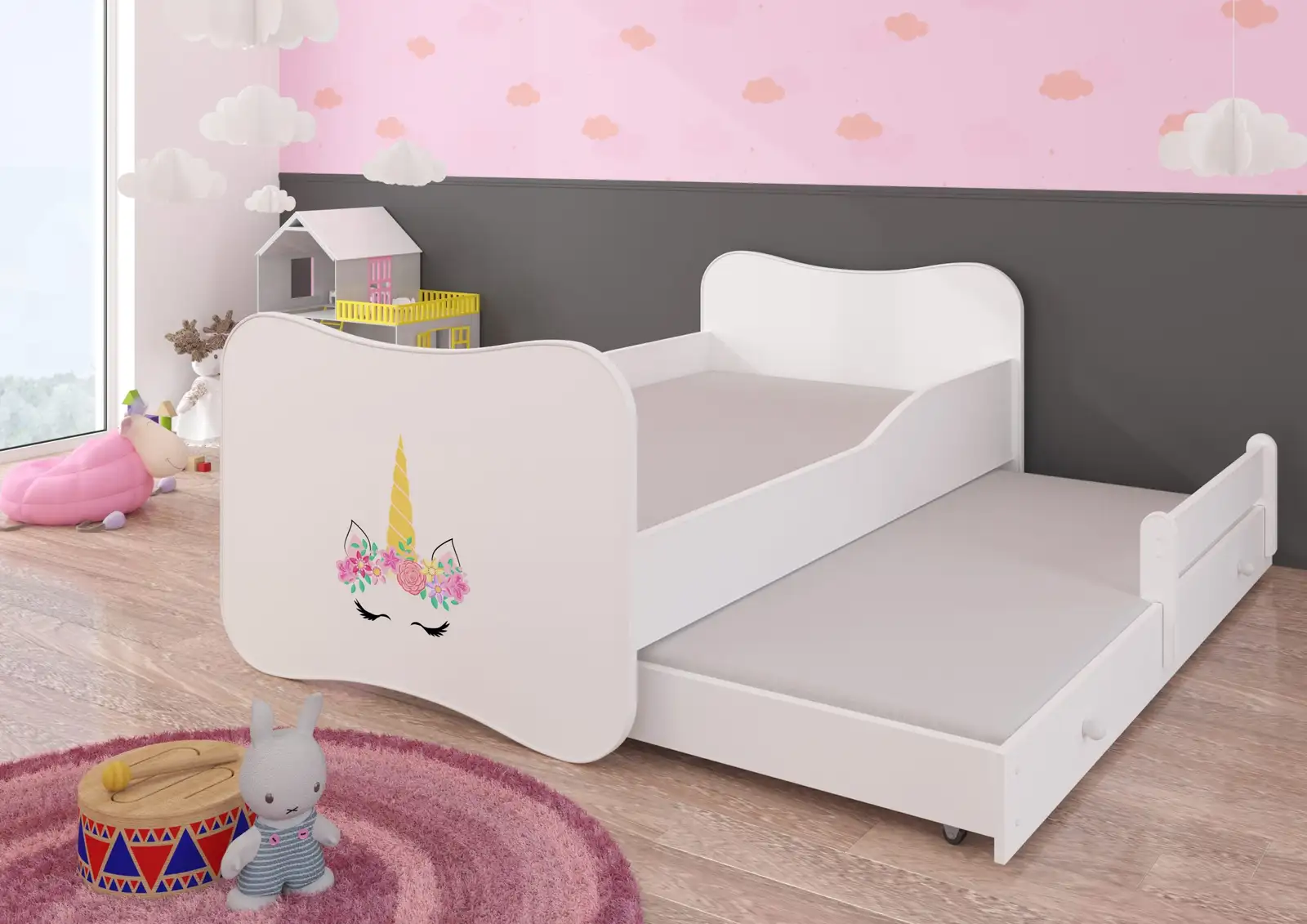 Łóżko podwójne z materacami GONZALO II UNICORN 160x80