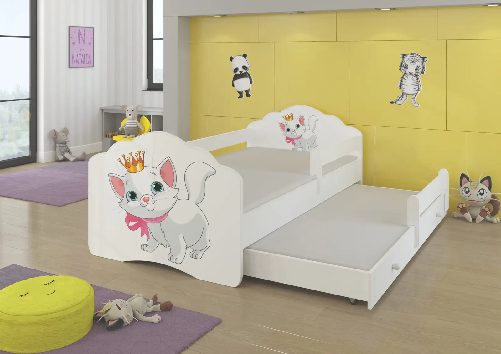 Łóżko podwójne z barierką i materacami CASIMO II CAT 160x80