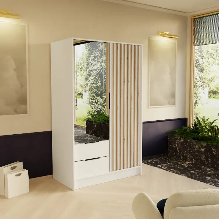 Szafa Nero lamele + lustro Biała 103 Arton — 2
