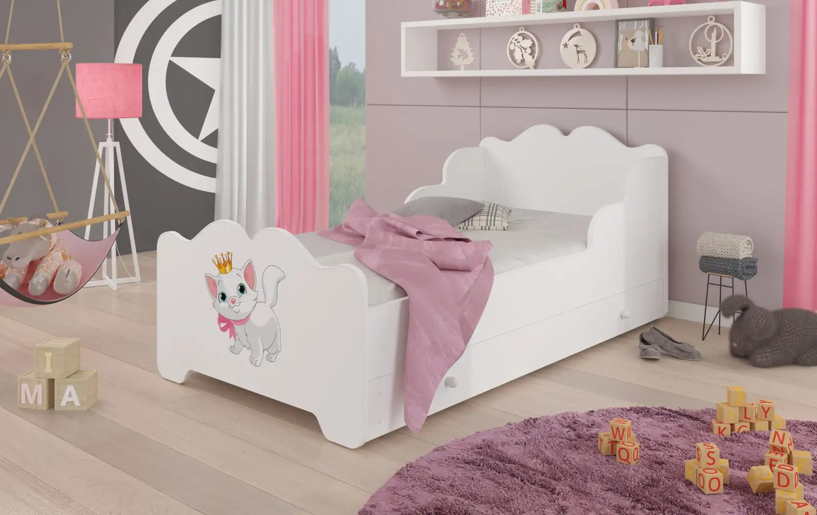 Łóżko z materacem i szufladą XIMENA CAT 160x80