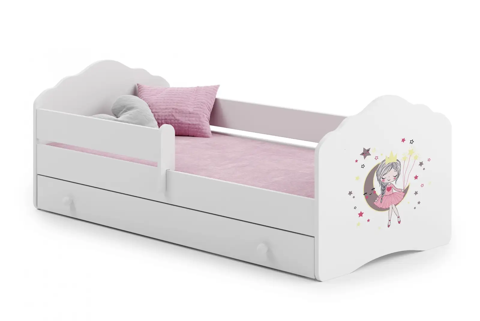 Łóżko z materacem, barierką i szufladą CASIMO SLEEPING PRINCESS 140x70 — 2
