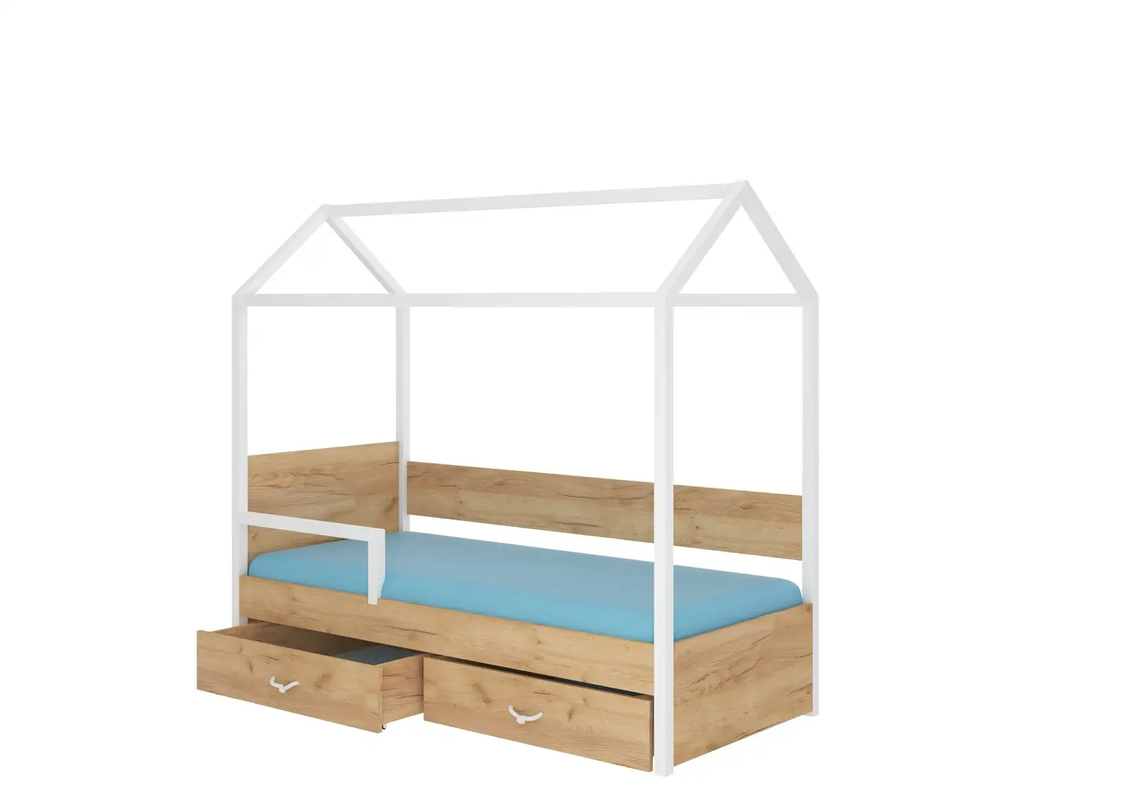 Łóżko domek z barierką i materacem OTELLO 180x80 — 2
