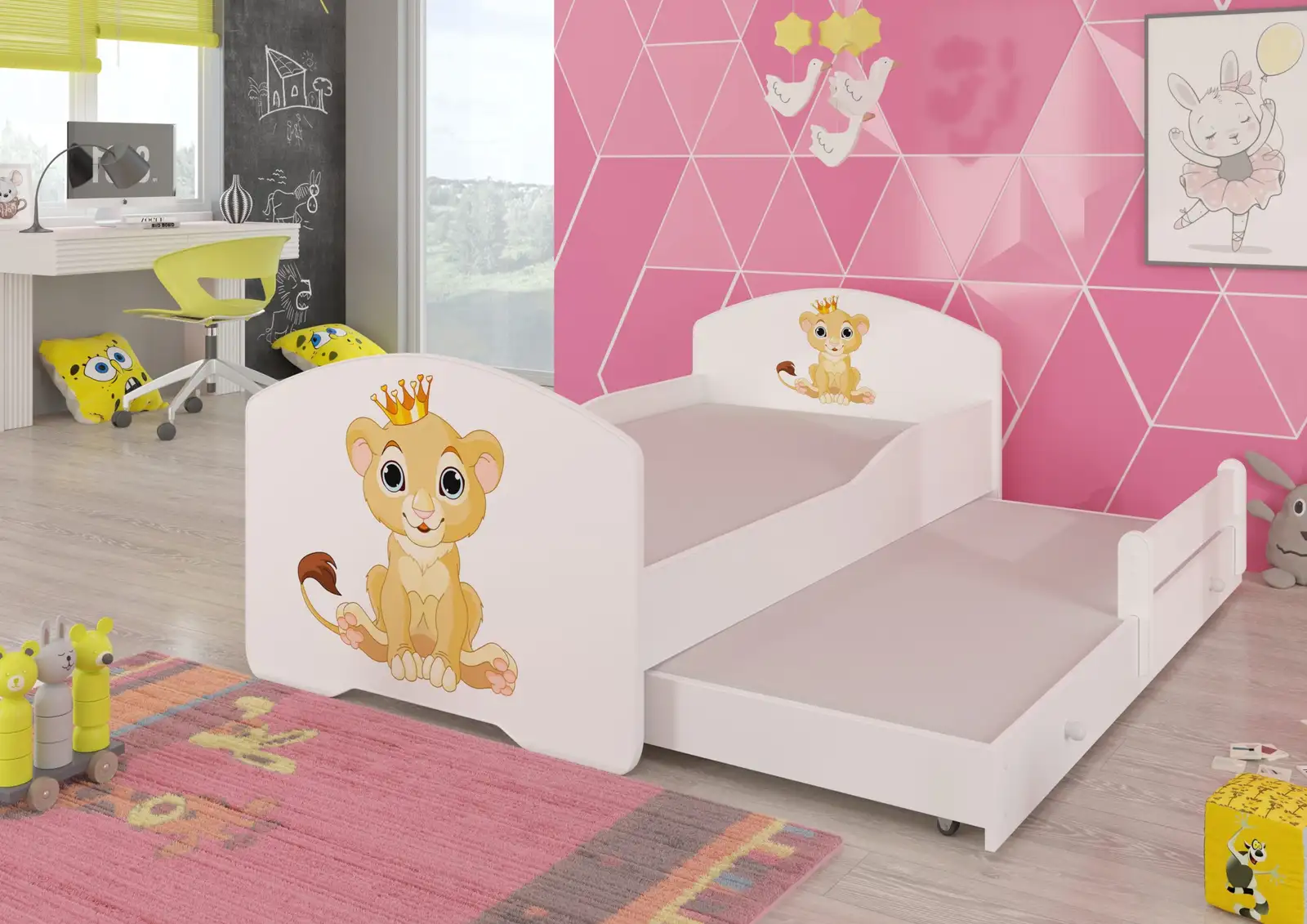 Łóżko podwójne z materacami PEPE II LION 160x80