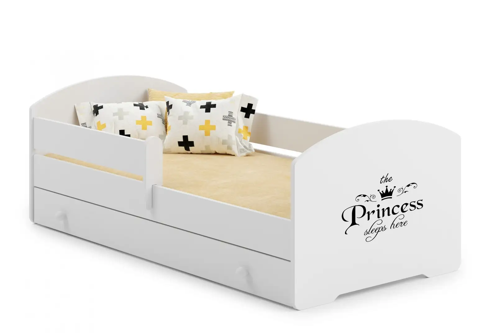 Łóżko z materacem, barierką i szufladą PEPE PRINCESS BLACK 160x80 — 2