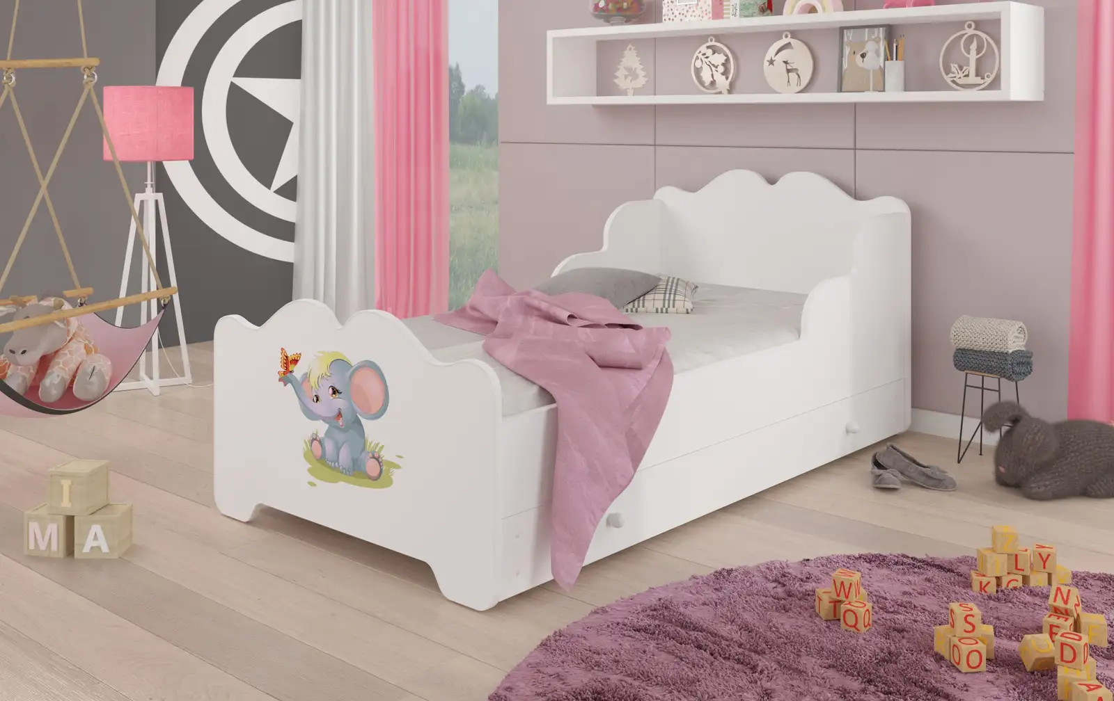 Łóżko z materacem i szufladą XIMENA ELEPHANT 160x80