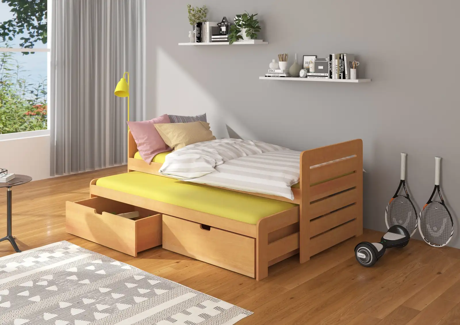 Łóżko podwójne z materacami TOMI 200x90