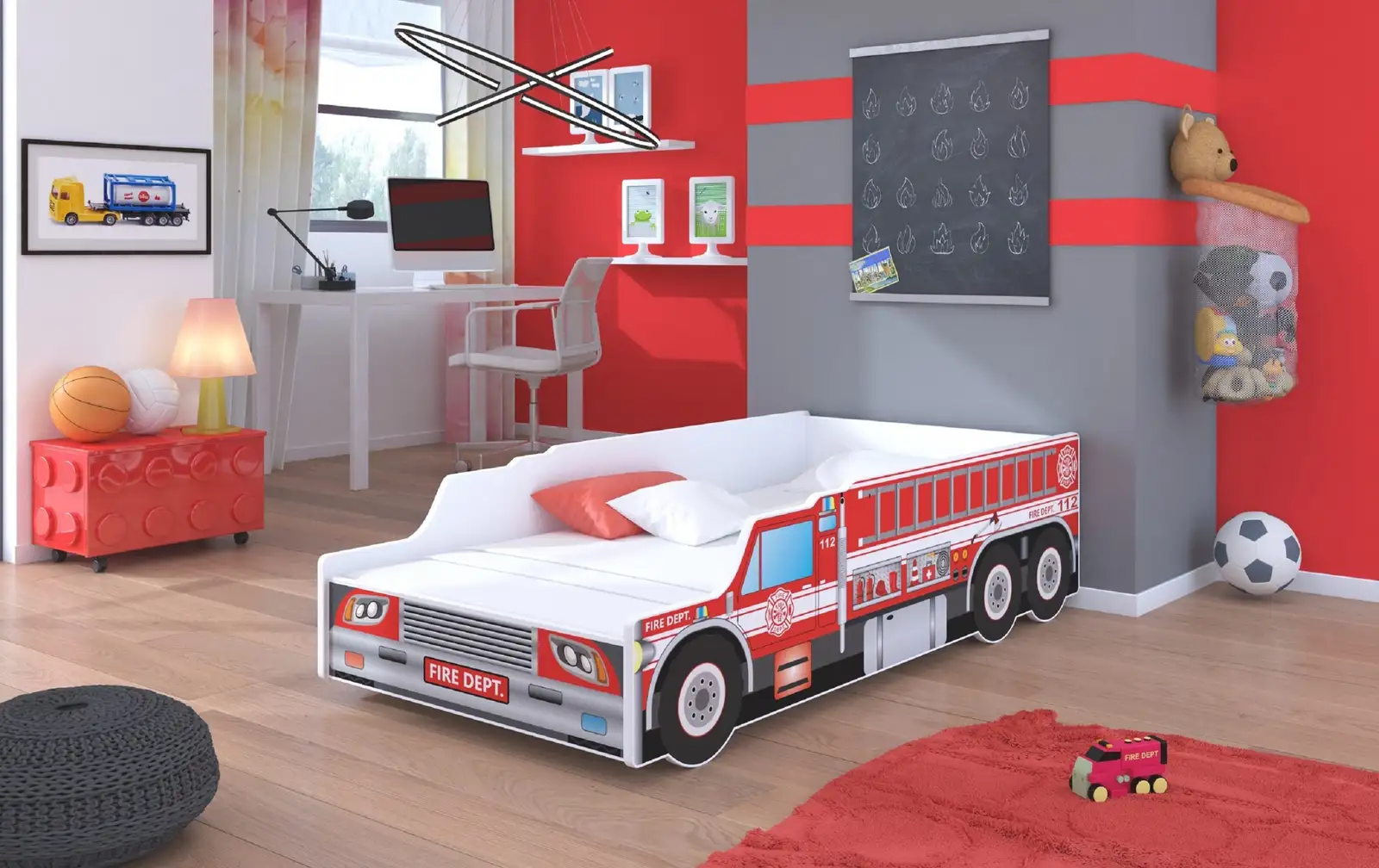 Łóżko z materacem FIRE TRUCK 160x80