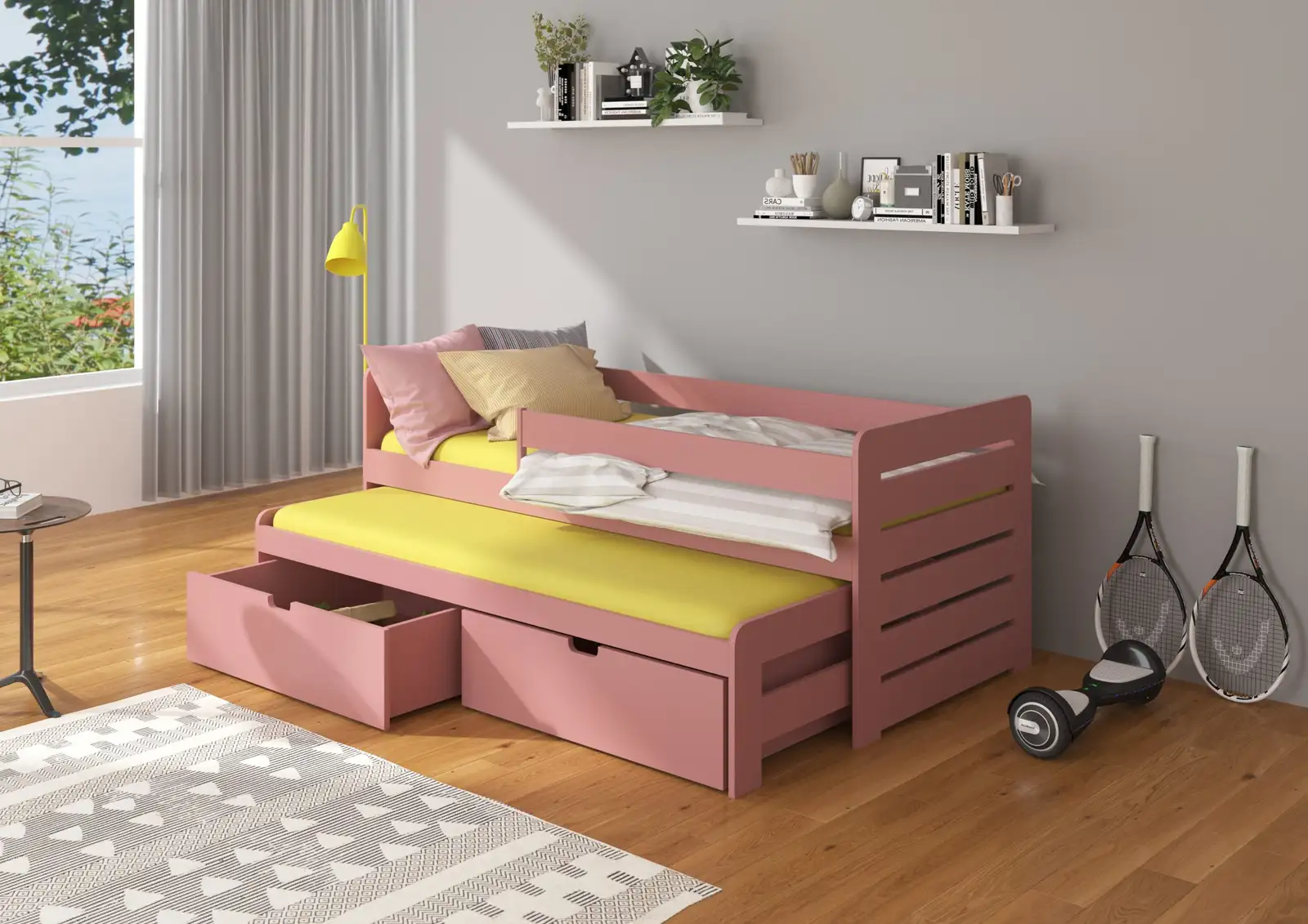 Łóżko podwójne z barierką TOMI 200x90