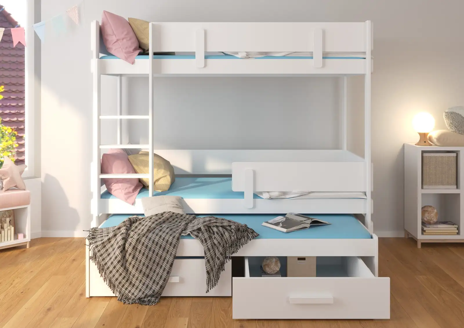 Łóżko piętrowe trzyosobowe z materacami ETAPO 180x80 — 3
