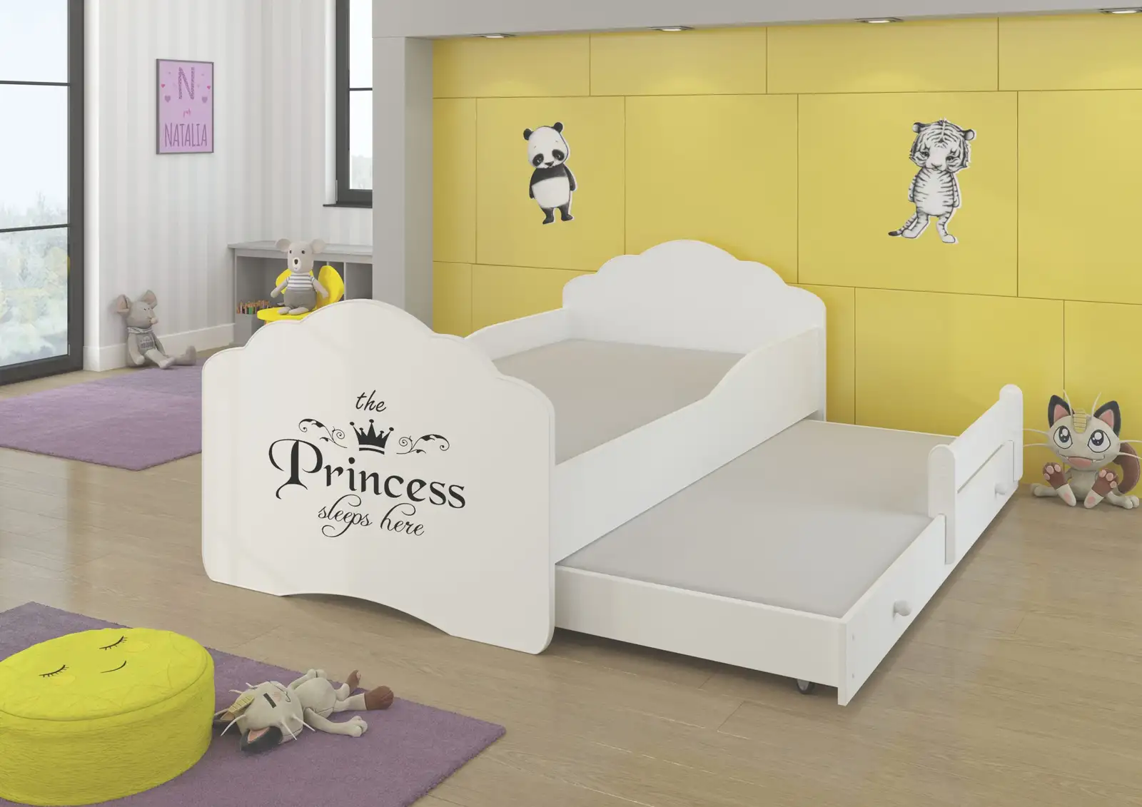 Łóżko podwójne z materacami CASIMO II PRINCESS BLACK 160x80
