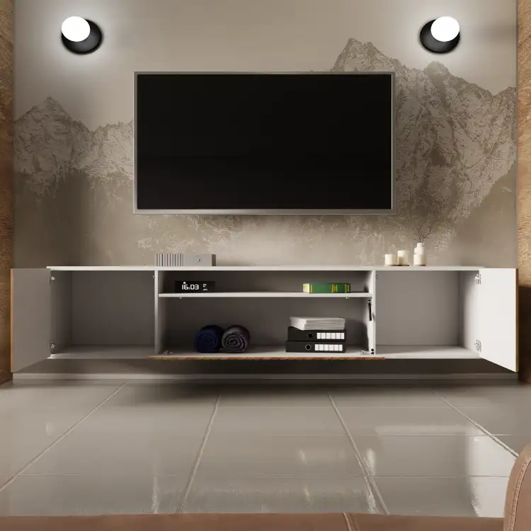 Szafka RTV Mio katania + biały wisząca Arton — 2