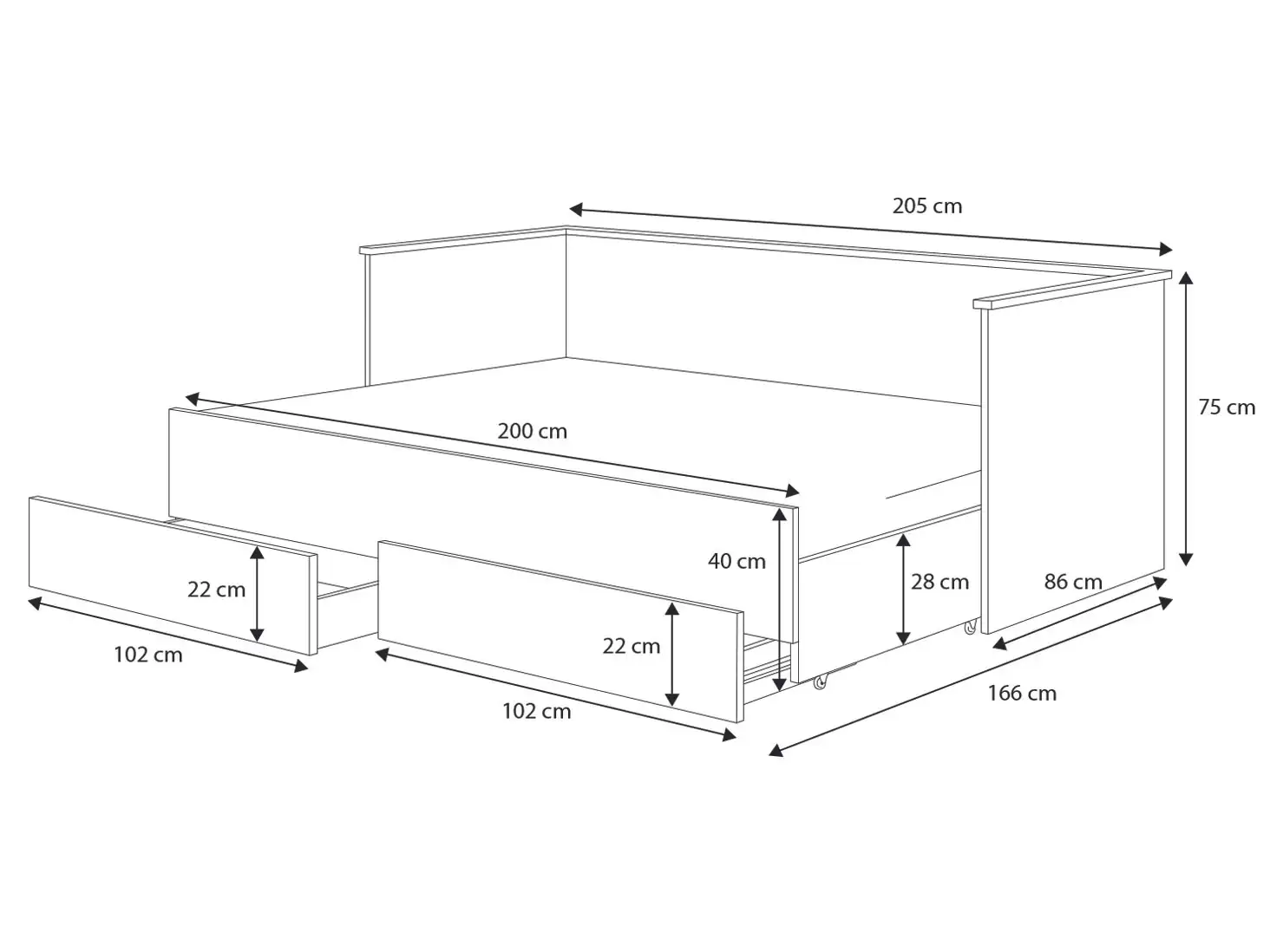 Łóżko podwójne z materacami HELA II 200x80 — 5