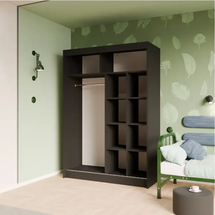 Szafa przesuwna z frontem ryflowanym ryfle + lustro czarna 150 Arton — 3