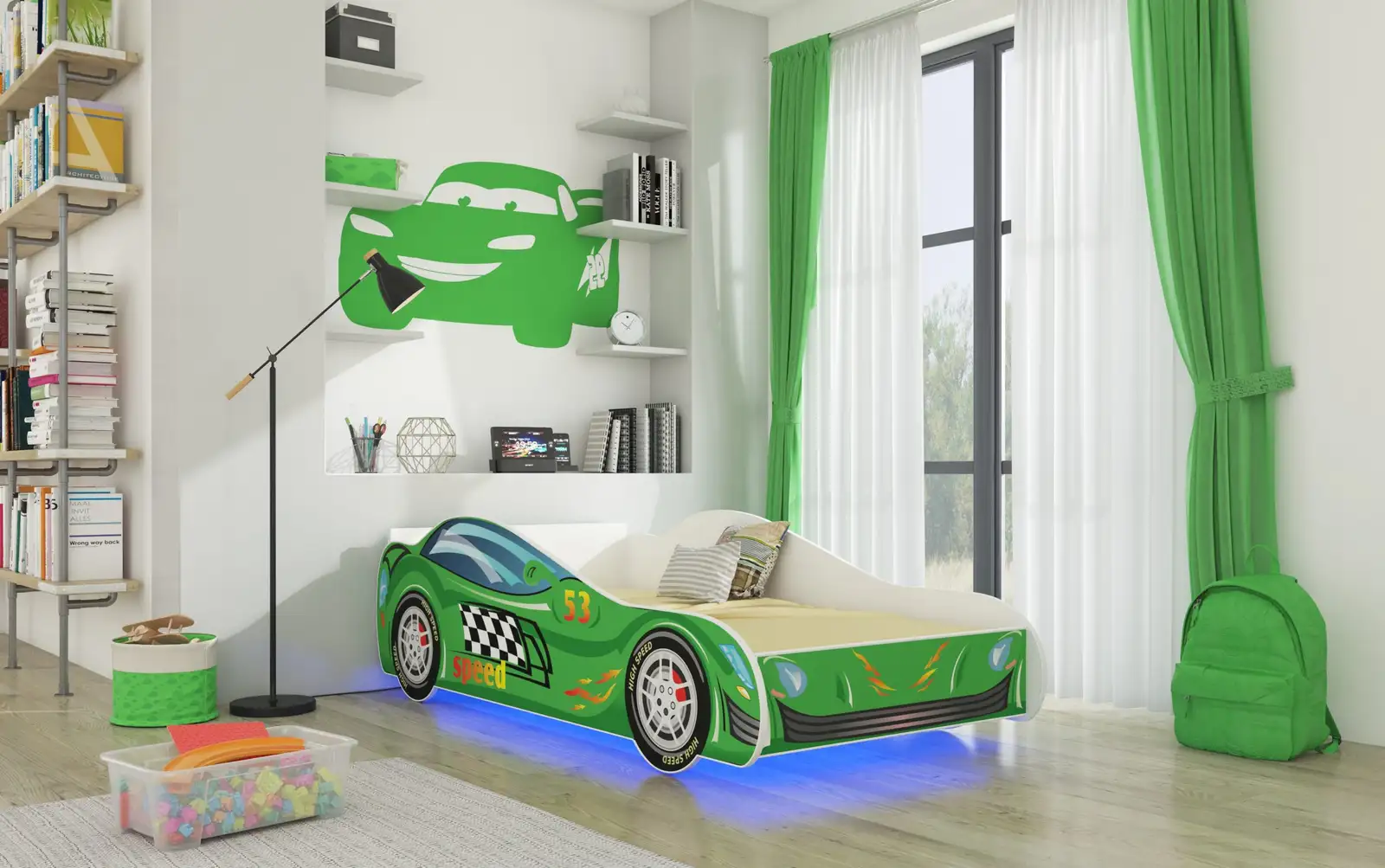 Łóżko z materacem i oświetleniem LED SPEED 160x80