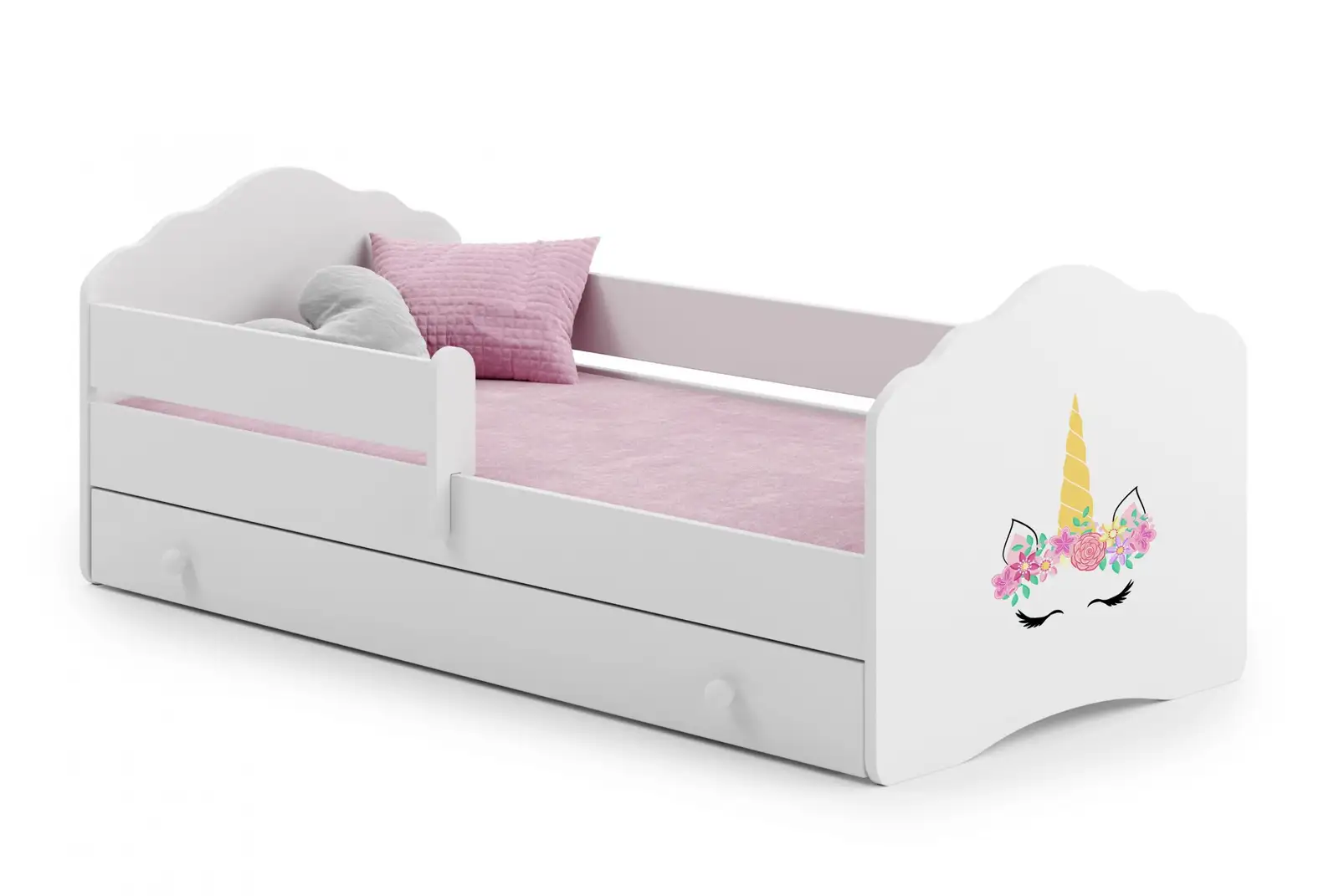 Łóżko z materacem, barierką i szufladą CASIMO UNICORN 140x70 — 2