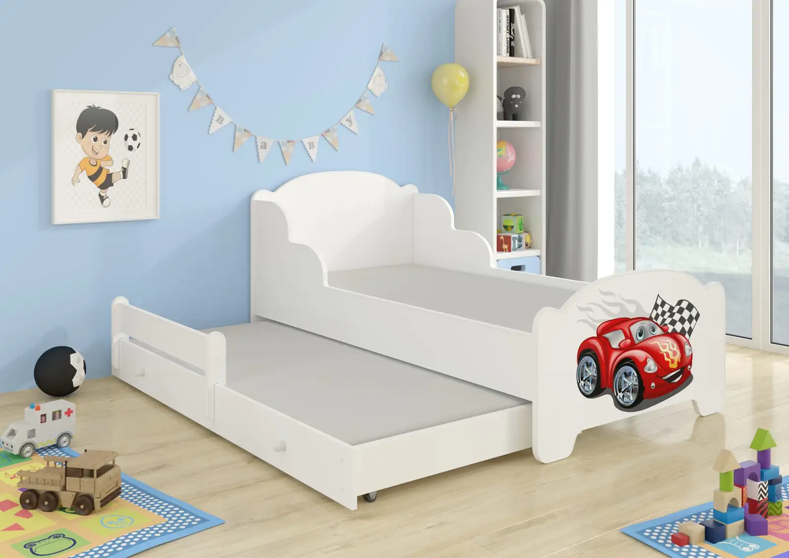 Łóżko podwójne z materacami AMADIS II CAR ZIGZAG 160x80