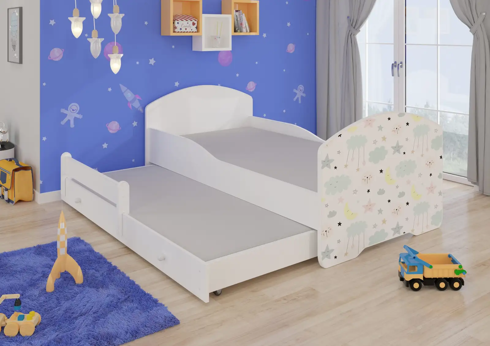 Łóżko podwójne z materacami PEPE II GALAXY 160x80