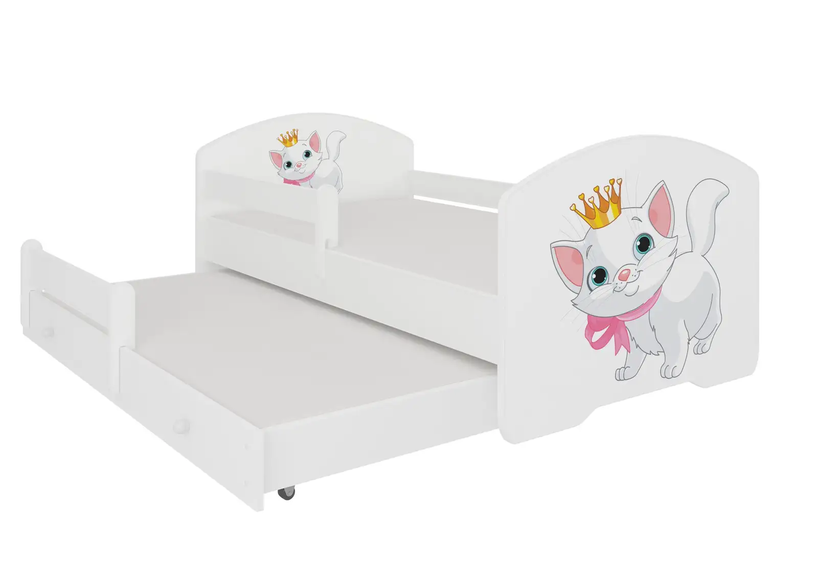 Łóżko podwójne z barierką i materacami PEPE II CAT 160X80 — 2