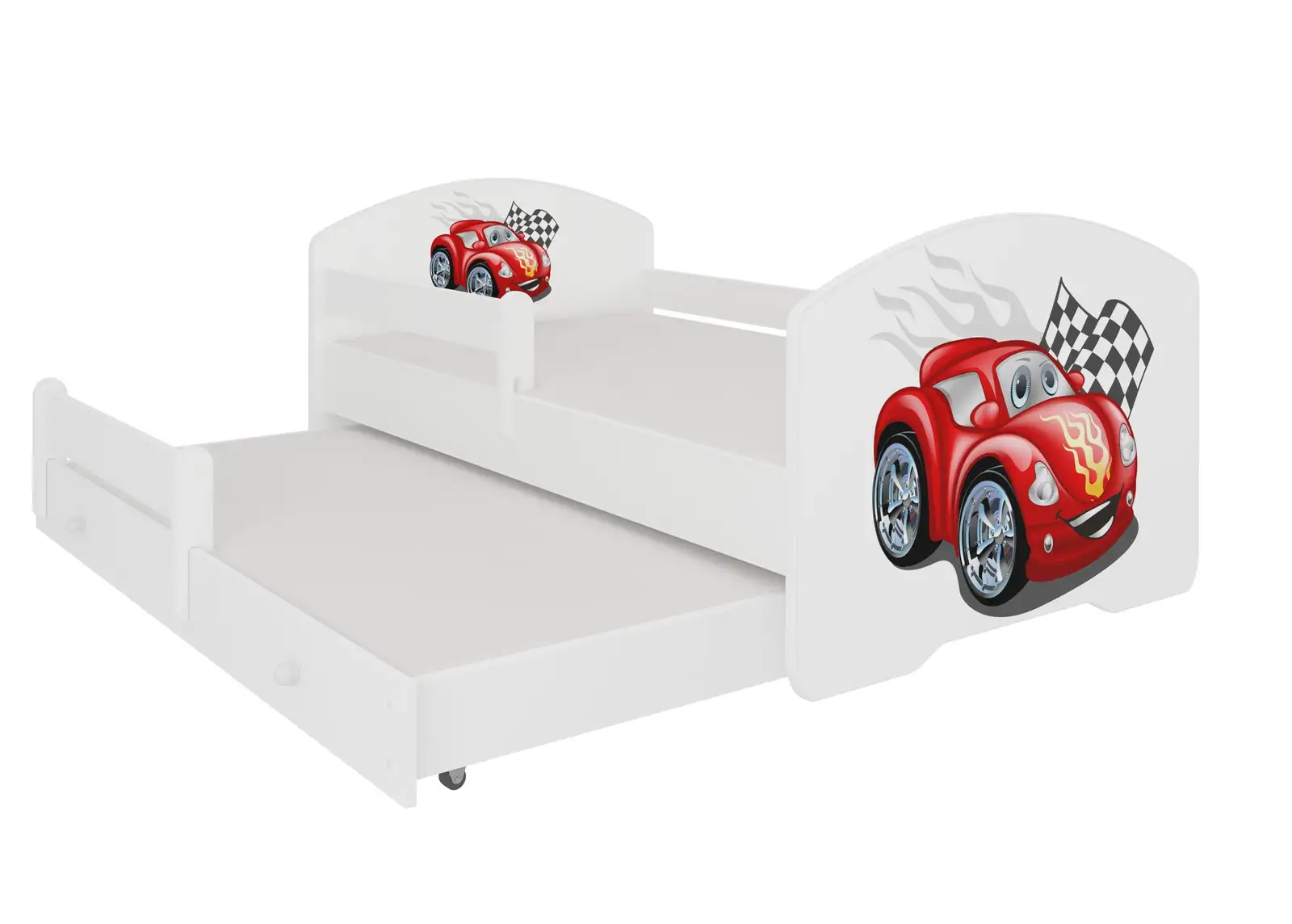 Łóżko podwójne z barierką i materacami PEPE II CAR ZIGZAG 160x80 — 2