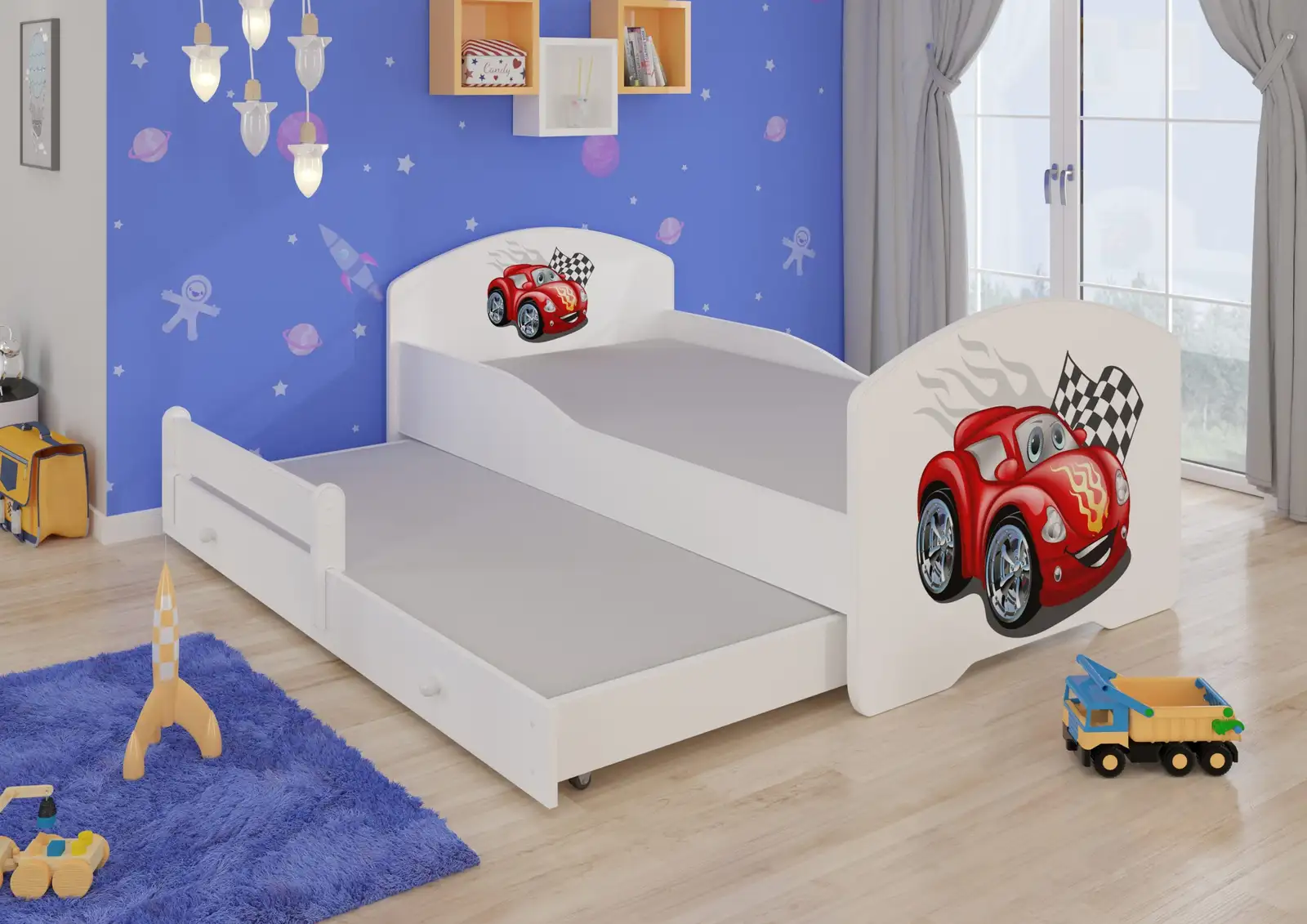 Łóżko podwójne z materacami PEPE II CAR ZIGZAG 160x80