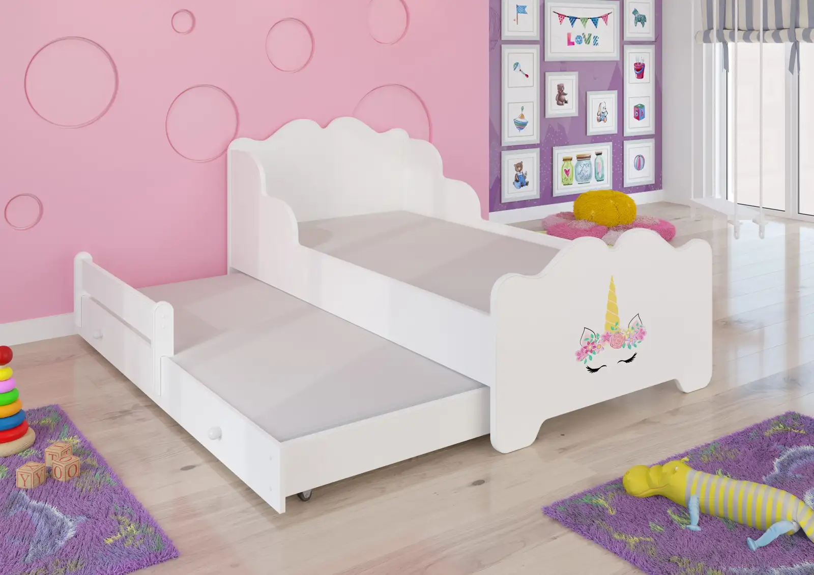 Łóżko podwójne z materacami XIMENA II UNICORN 160x80
