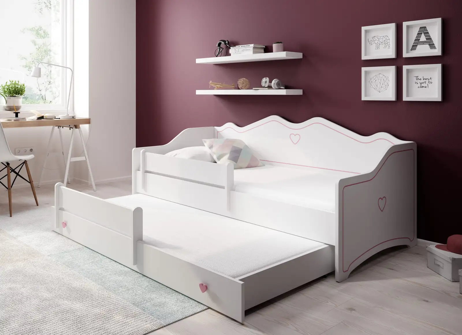 Łóżko podwójne z materacami EMKA II Pink 160x80