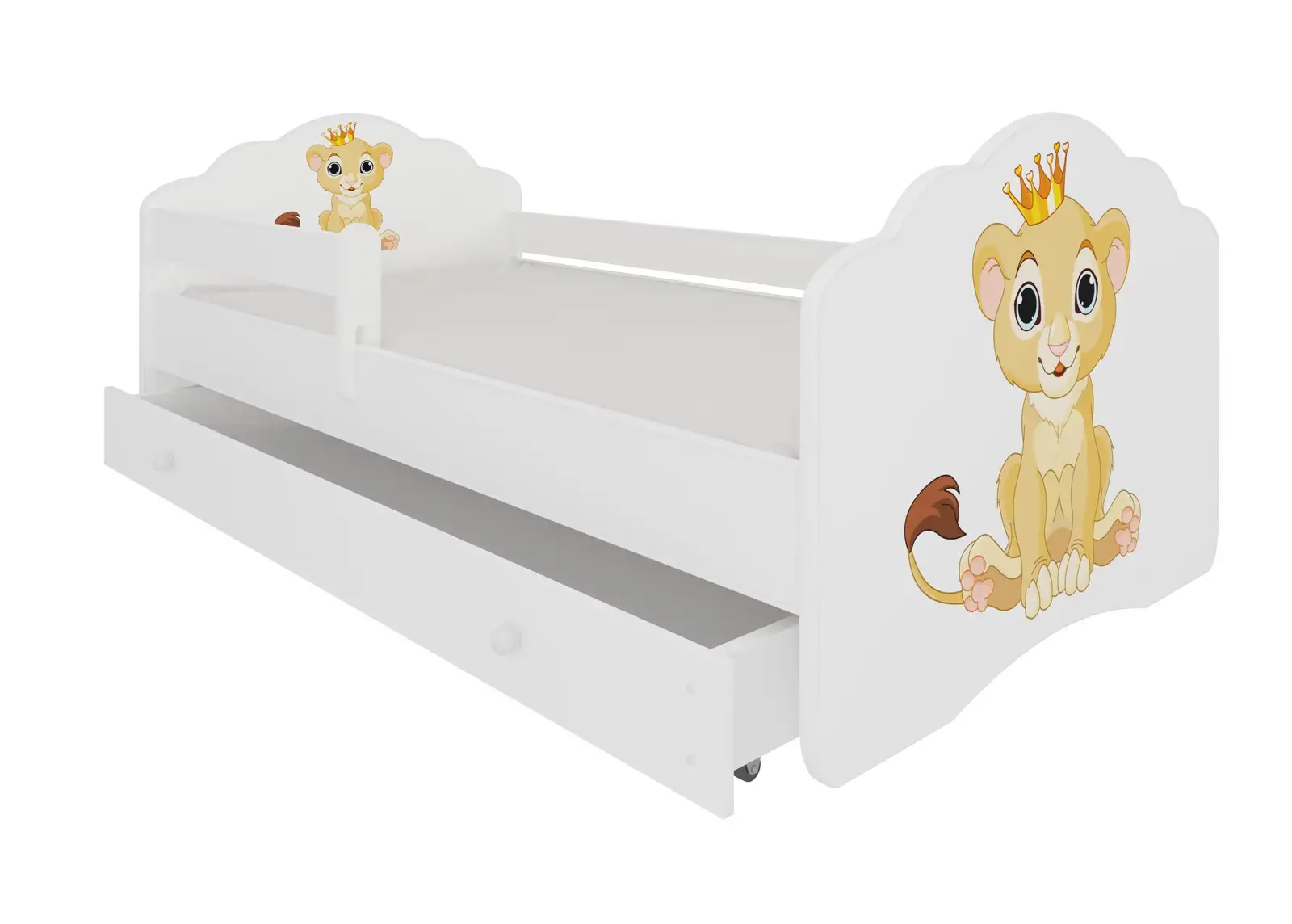 Łóżko z materacem, barierką i szufladą CASIMO LION 160x80 — 2
