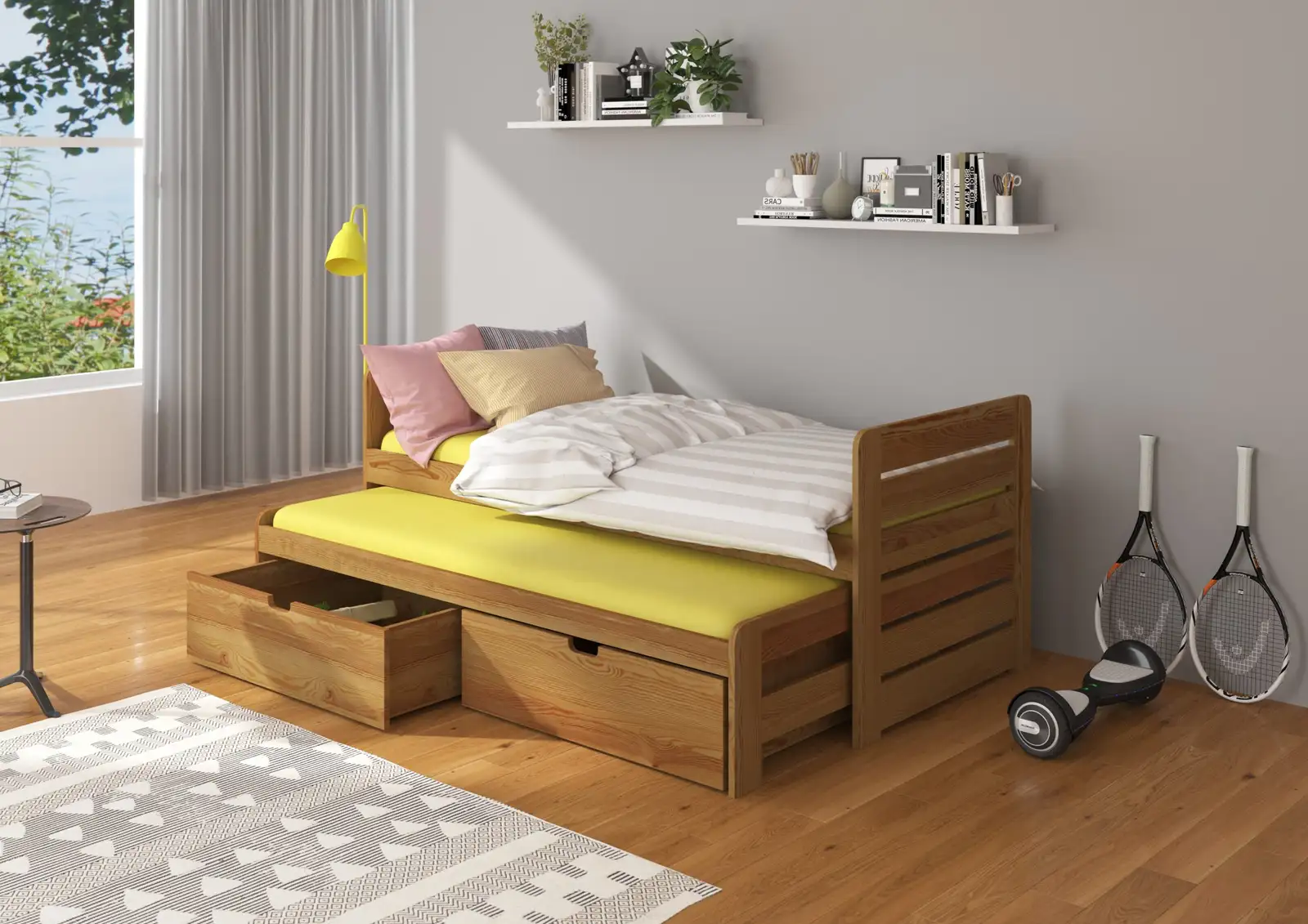 Łóżko podwójne z materacami TOMI 200x90