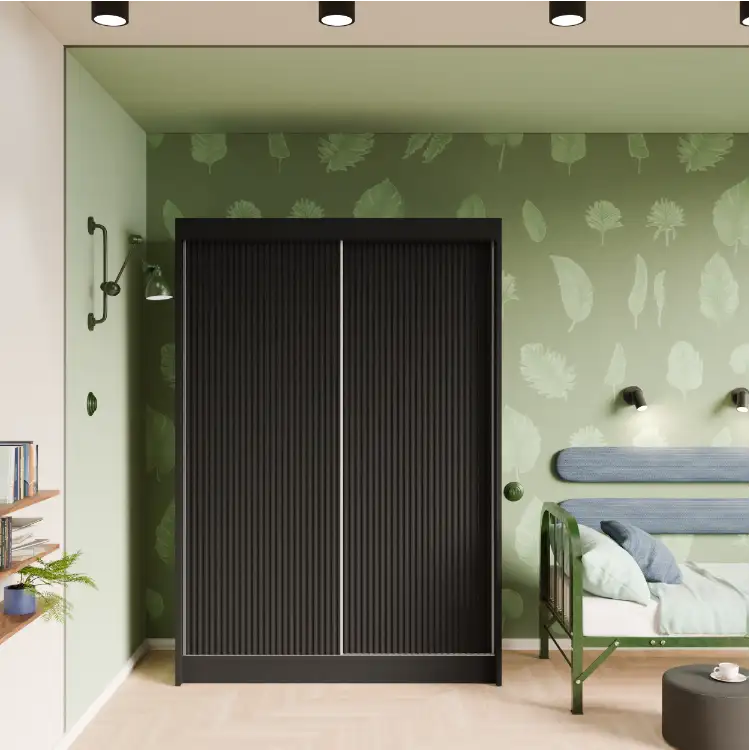 Szafa przesuwna z frontem ryflowanym 2 x ryfle czarna 150 Arton — 2