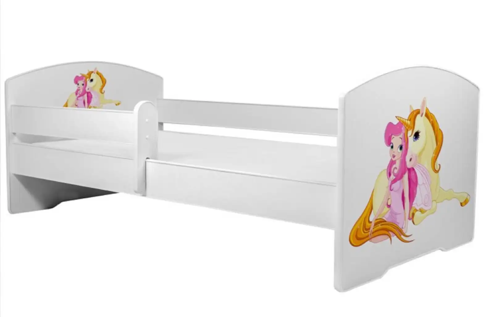 Łóżko z materacem i barierką PEPE GIRL WITH UNICORN 140x70 — 2