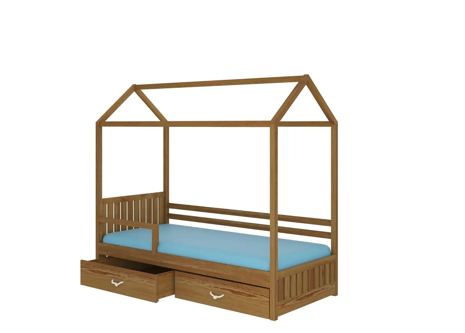 Łóżko domek z barierką i materacem ROSE 180x80 — 2