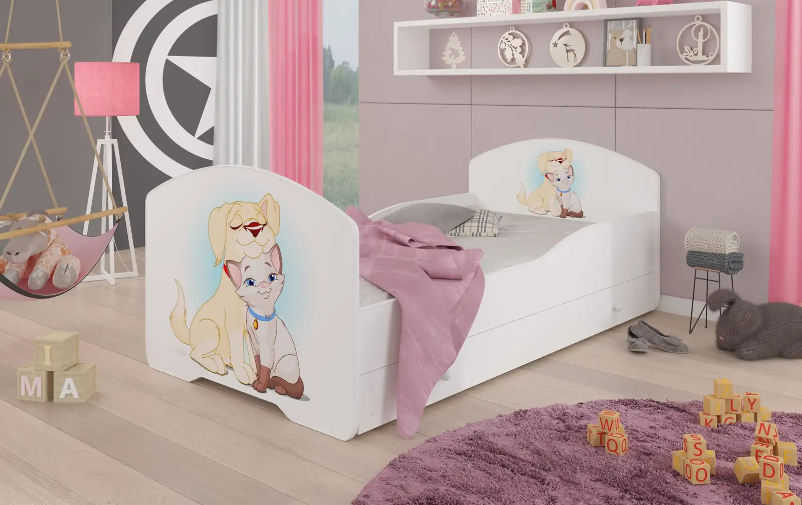Łóżko z materacem i szufladą PEPE DOG AND CAT 160x80