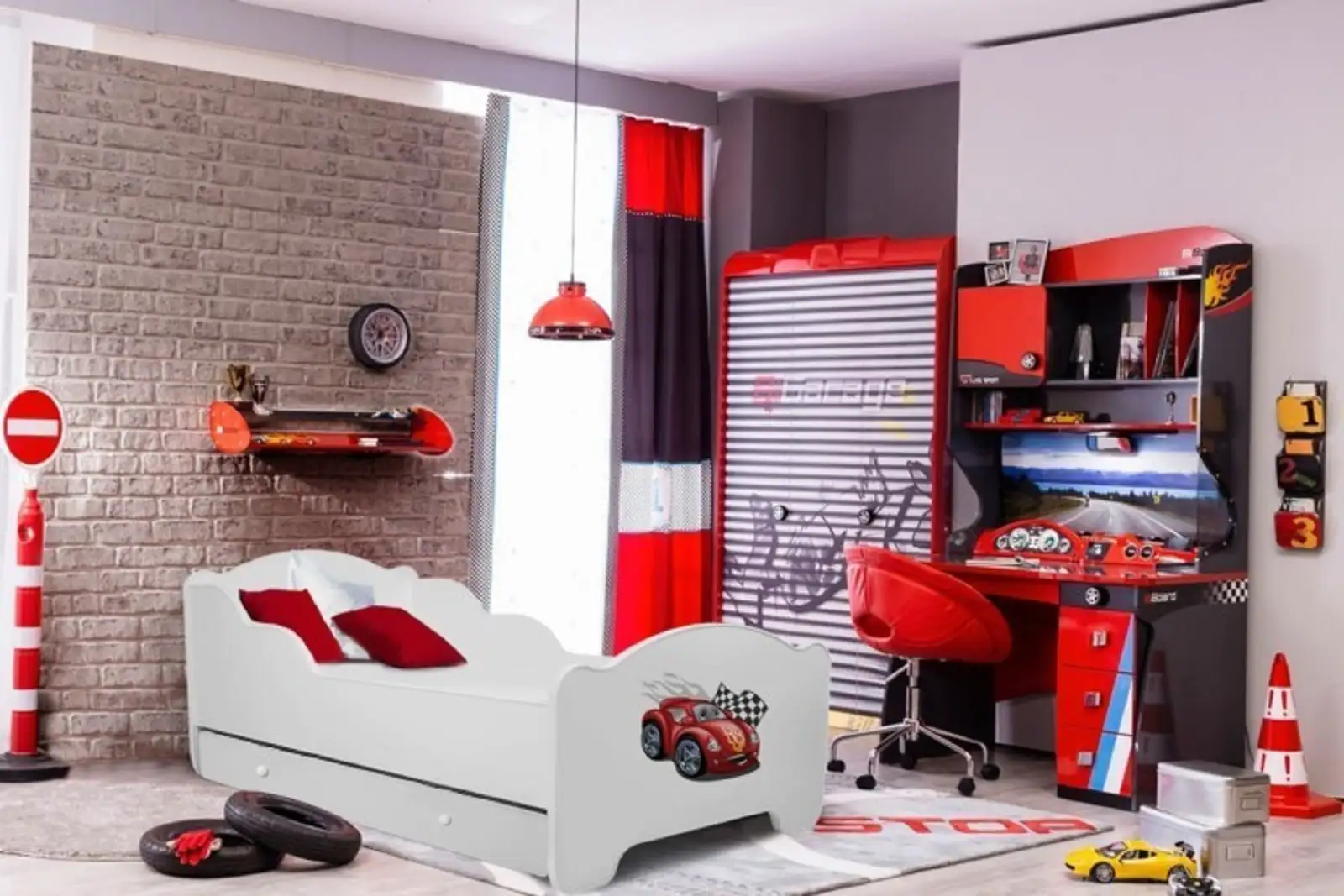 Łóżko z materacem i szufladą AMADIS CAR ZIGZAG 160x80