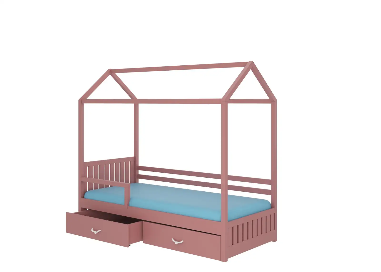 Łóżko domek z barierką i materacem ROSE 200x90 — 2