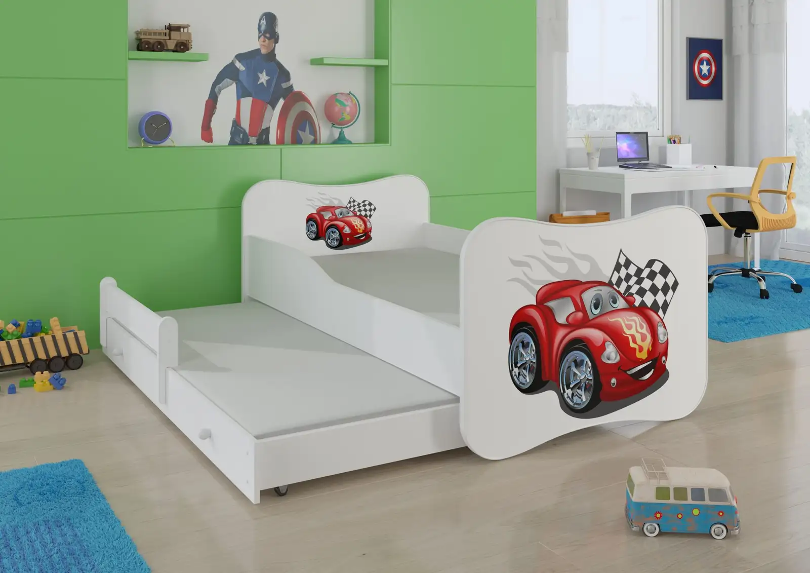 Łóżko podwójne z materacami GONZALO II CAR ZIGZAG 160x80
