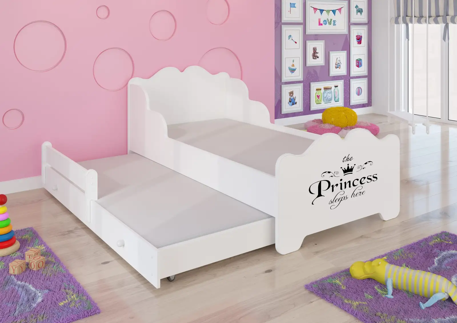 Łóżko podwójne z materacami XIMENA II PRINCESS BLACK 160x80