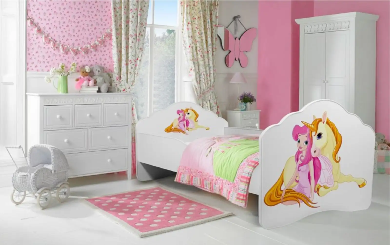 Łóżko z materacem CASIMO GIRL WITH UNICORN 160x80