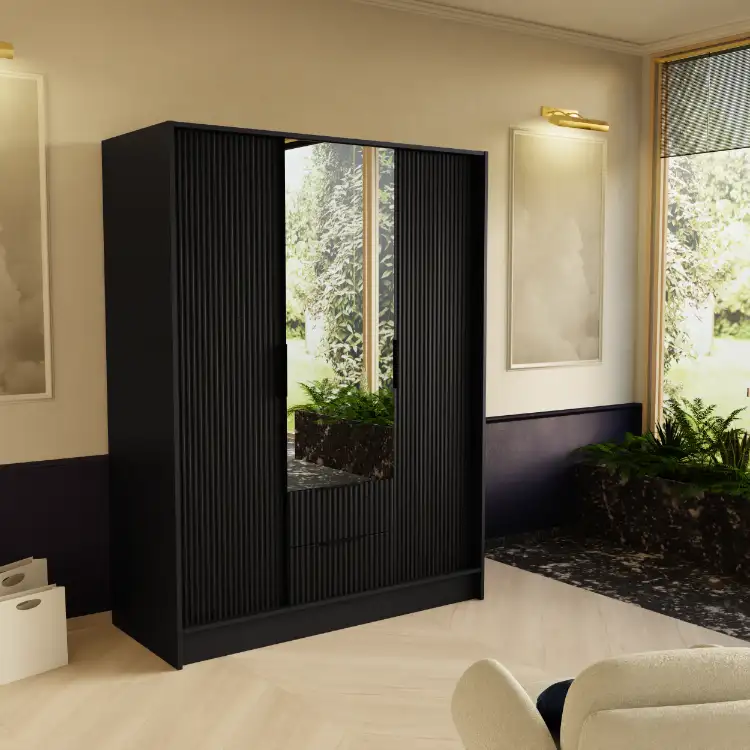 Szafa Noe ryflowana + lustro czarny 150 Arton — 2