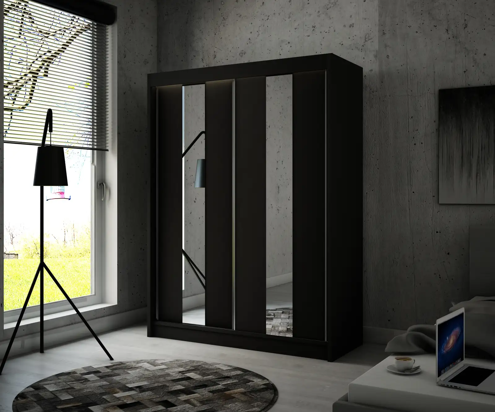 Szafa przesuwna Luke Czarny + lustro 120 Arton — 2