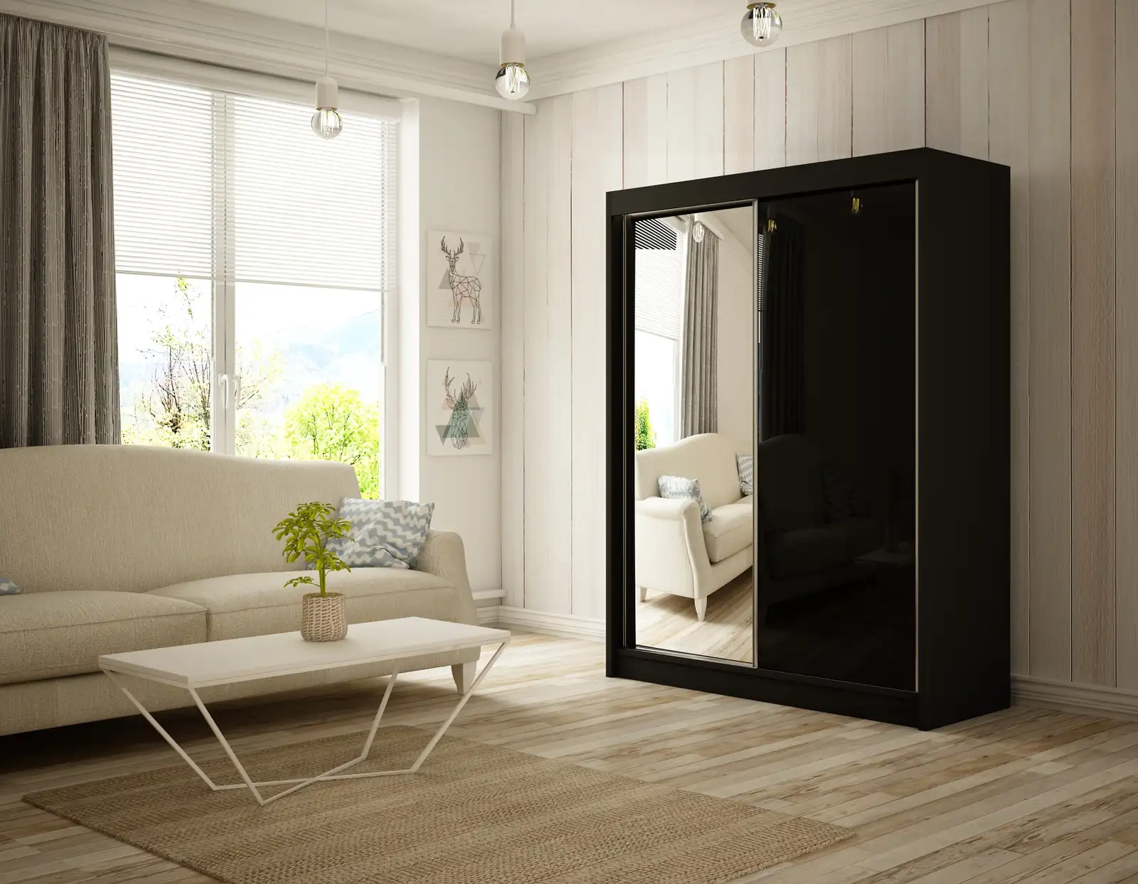 Szafa przesuwna Velis Czarny + lacobel czarny 120 Arton — 2