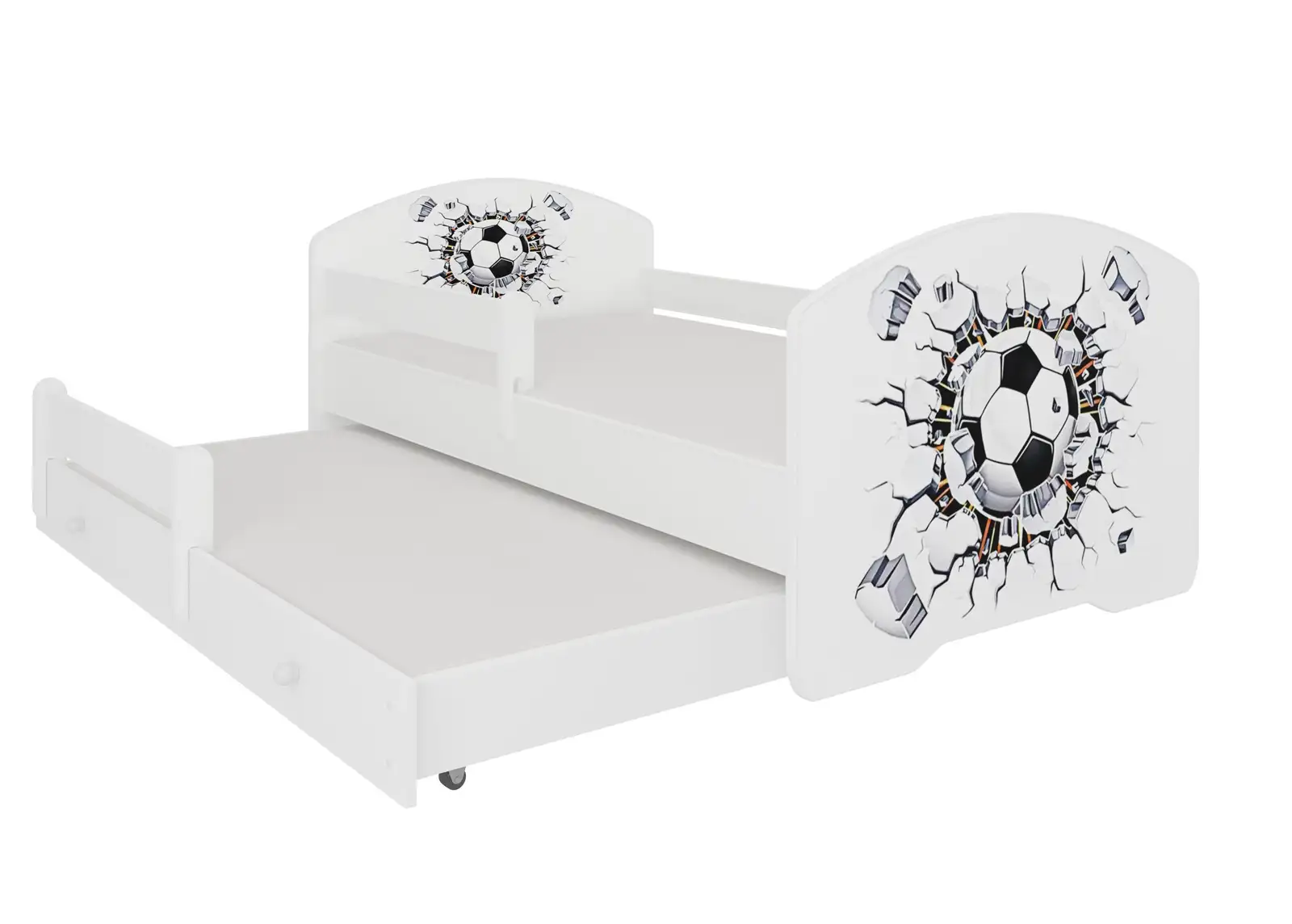 Łóżko podwójne z barierką i materacami PEPE II BALL 160x80 — 2