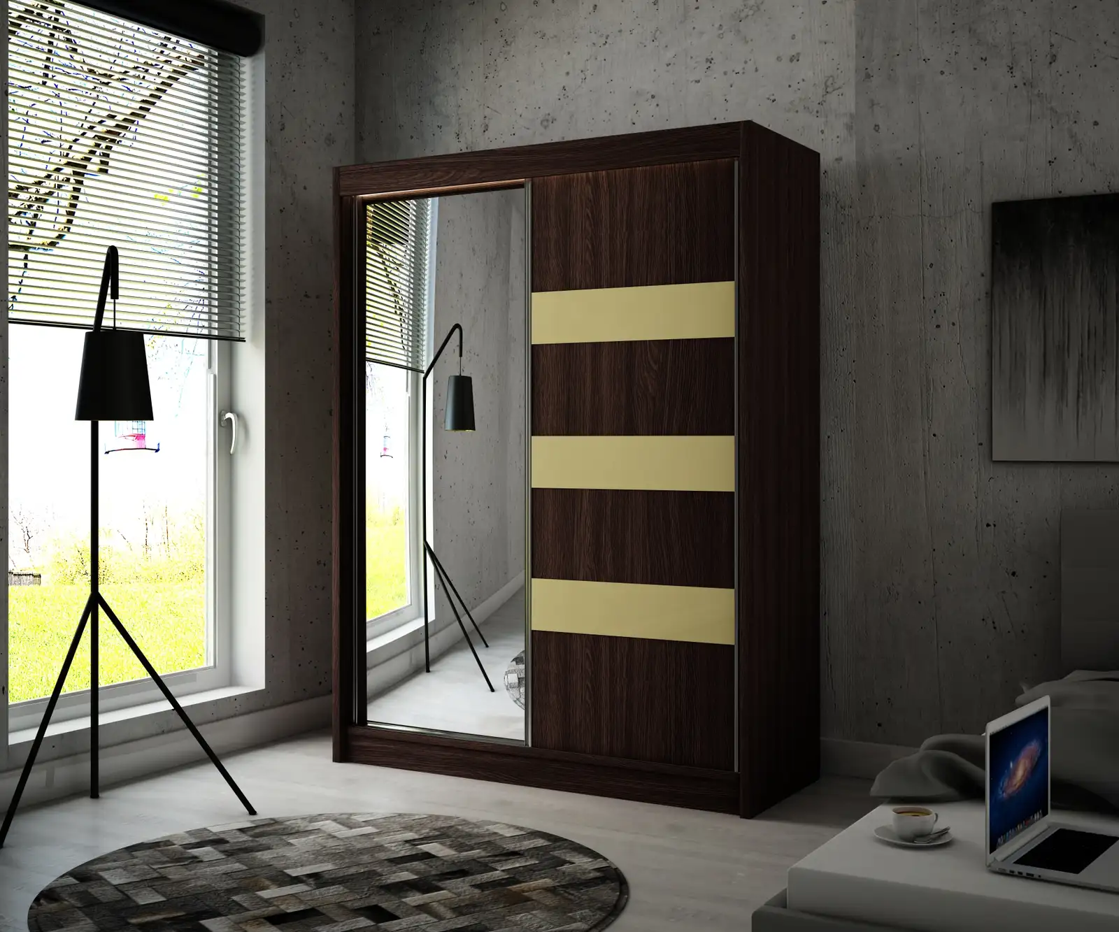 Szafa przesuwna Lotse Wenge + lacobel Wanilla 200 Arton — 2