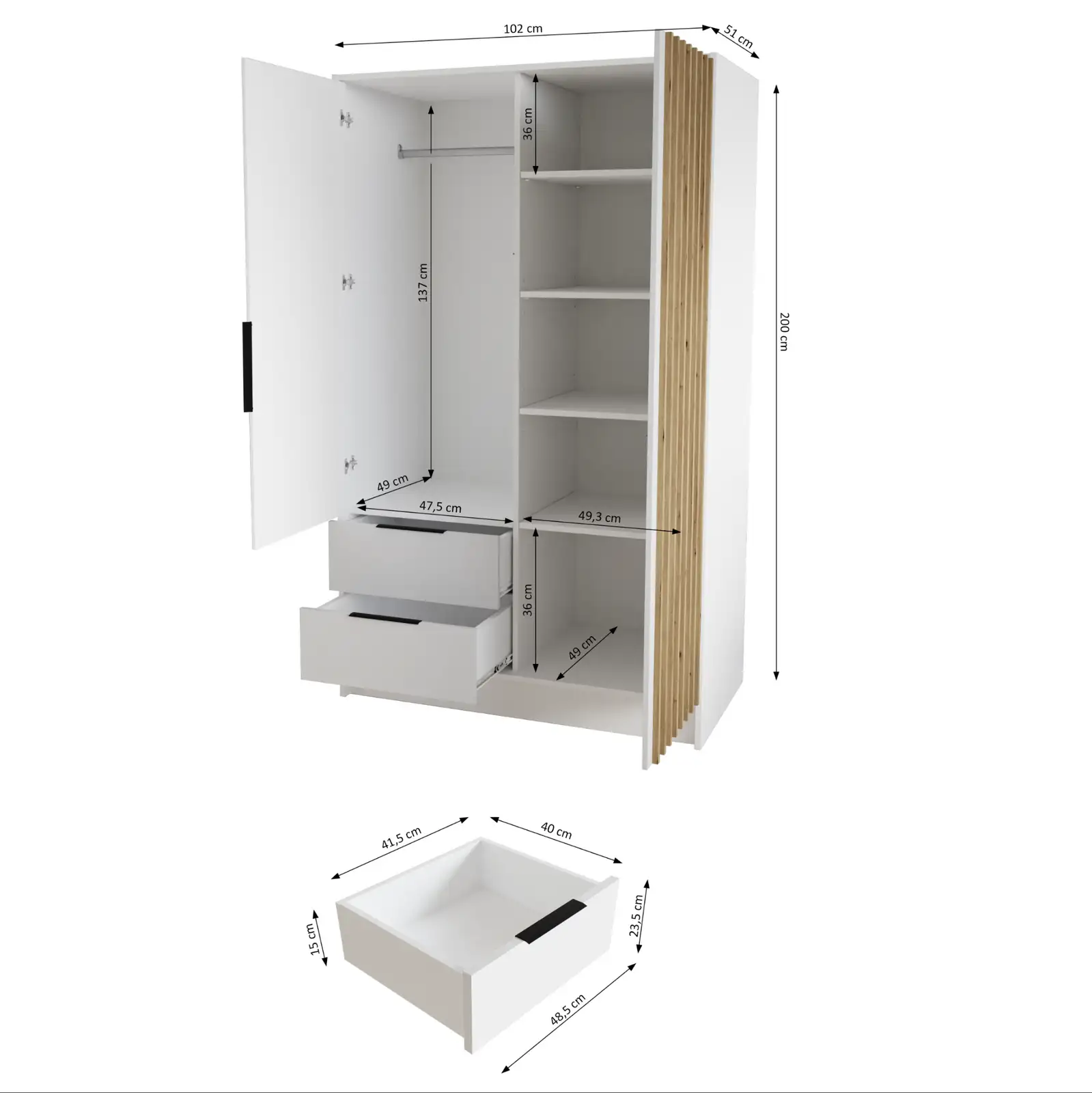 Szafa Nero lamele + lustro Biała 103 Arton — 4