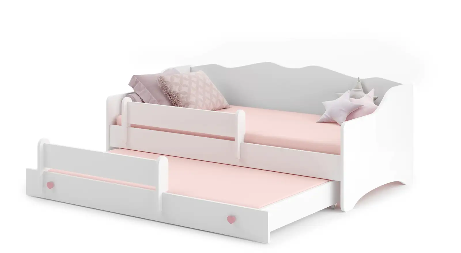 Łóżko podwójne z materacami EMKA II Pink, White 160x80 — 2